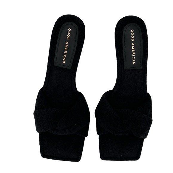 Good American Terry Kickstand Slides in a Size 9 Black New In Box - Picture 7 of 11